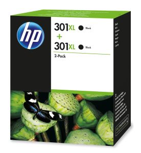 HP Pack de 2 cartuchos de tinta original 301XL de alta capacidad negro