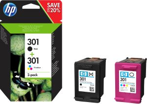 HP Pack de ahorro de 2 cartuchos de tinta original 301 negro/Tri-color