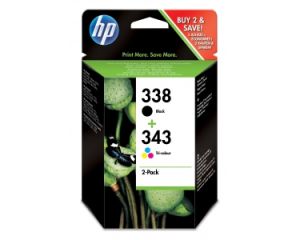 HP Pack de ahorro de 2 cartuchos de tinta original 338 negro/343 tricolor