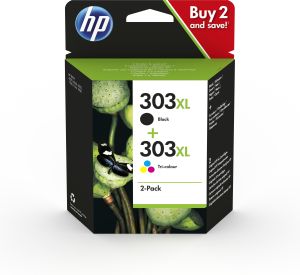 HP Paquete de 2 cartuchos de tinta Original 303XL de alta capacidad negro/tricolor