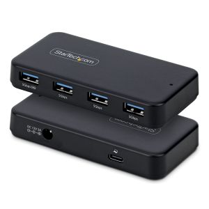 StarTech.com Hub Ladrón USB-A de 4 Puertos - 5Gbps - Autoalimentado - Cable Host 2 en 1 Tipo C y Tipo A - Puerto de Carga BC 1.2 - Adaptador de corriente de 24W Incluido - Mac y Windows