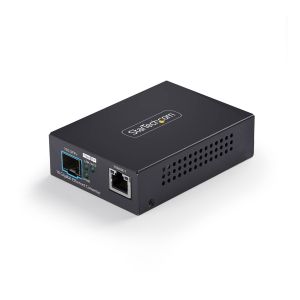 StarTech.com Conversor de Medios de Fibra 10GbE SFP+ - RJ-45 a SFP+ 10GBASE-X - Monomodo - Multimodo - Tramas Jumbo de 16K - TAA