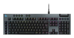 Logitech G Teclado mecánico para gaming con cable de perfil bajo G915 X, teclas de PBT de doble moldeado, teclas totalmente programables, iluminación RGB, acabado en aluminio, interruptores táctiles marrones GL, PC/Mac, Layout ES