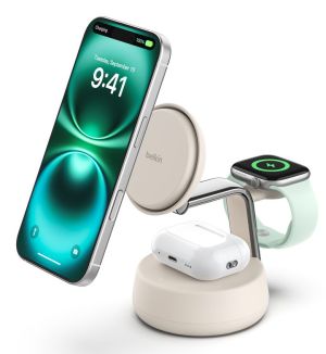 Belkin Qi2 Fitness tracker, Auriculares, Smartphone, Reloj inteligente Blanco USB Cargador inalámbrico Carga rápida Interior
