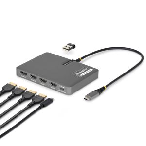 StarTech.com QUAD-USB-HDMI-ADAPT base para portátil y replicador de puertos Alámbrico USB 3.2 Gen 1 (3.1 Gen 1) Type-C Gris
