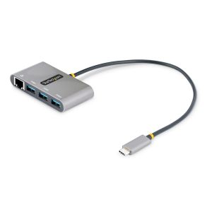 StarTech.com Hub Adaptador USB-C con Ethernet de 3 Puertos USB-A - Red Ethernet Gigabit RJ45 - USB 3.0 5Gb - Alimentado por el Bus - Cable de 30cm - Ladrón Concentrador USB Tipo C a USB A