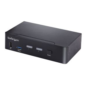 StarTech.com Switch Conmutador KVM USB C Tipo C, KVM de 2 puertos DisplayPort con Vídeo UHD HDR de 4K 60Hz, Audio de 3,5mm, Hub 4x USB y 2x USB A 3.2 Gen 1 de 5Gbps, Compatible con TB 3/4