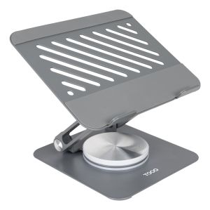 TooQ Soporte Elevador con rotación 360° y ajustable, para dispositivos de hasta 13”, Color Gris Oscuro