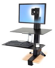 Ergotron WorkFit-S, Single HD with Worksurface+ Negro Carro para administración de tabletas