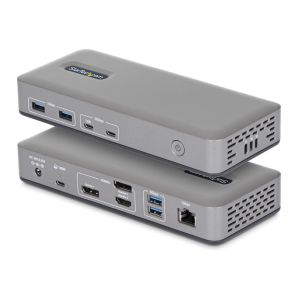 StarTech.com Docking Station USB-C de 3 Monitores DisplayPort/HDMI - 4K60Hz - Ethernet 1GbE - PD de 100W para Carga de Portátiles - Replicador de Puertos Multipantalla para Windows - Sin Controladores