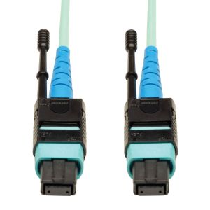 Tripp Lite N846-01M-24-P Cable de Fibra Óptica 100G MTP/MPO Multimodo OM3 Especificación Plenum (CXP), 24 Fibras, 100GBASE-SR10, Pestañas Oprimir y Jalar [Push/Pull], Aguamarina, 1M [3.28 pies]