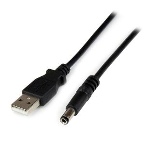 StarTech.com Cable Adaptador 1m USB A Macho a Conector Coaxial Barrel Alimentación Corriente Tipo N 5,5mm 5V DC