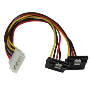 StarTech.com Adaptador Cable 30cm Divisor de 4 Pines LP4 a Doble SATA en Ángulo Derecho Cierre Seguridad