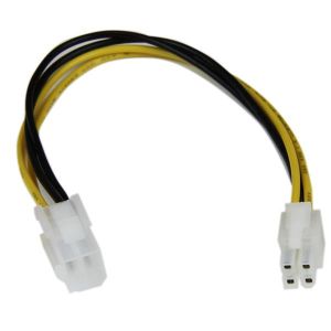 StarTech.com Cable 20cm Extensión Alargador Alimentación Corriente Placa Base ATX12V 4 Pines P4 - Macho a Hembra