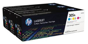 HP Pack de ahorro de 3 cartuchos de tóner original LaserJet 305A cian/magenta/amarillo