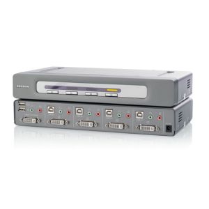 Belkin OmniView® Secure DVI-D Dual-Link 4-Port KVM Switch interruptor KVM Montaje en rack Gris