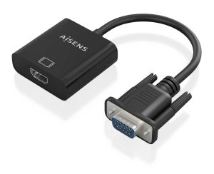AISENS Cable conversor SVGA+Audio a HDMI, SVGA/M+Jack 3.5/H+USB MicroB/H-HDMI A/H, Negro, 20cm