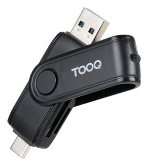 TooQ Lector de Tarjetas USB (USB-C 2.0 + USB A 3.0), SD/TF, Color Negro