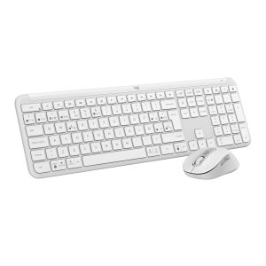 Logitech MK950 Signature Slim, teclado y ratón inalámbricos, diseño elegante, escritura y clics discretos, uso alternante de 3 dispositivos, Bluetooth, multisistema operativo, para Windows y Mac,QWERTY Español, Blanco