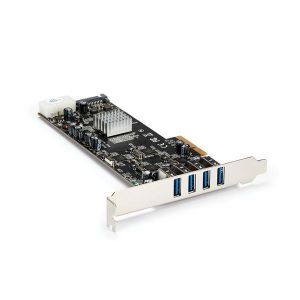 StarTech.com Adaptador Tarjeta PCI Express PCI-E 4 Puertos USB 3.0 UASP 2 Canales de 5Gbps con Alimentación Molex SATA