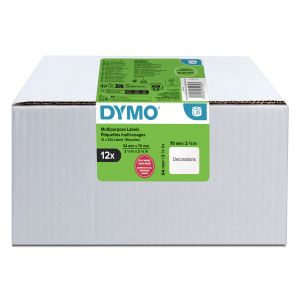 DYMO LW etiquetas auténticas multiusos | 54 mm × 70 mm | 12 rollos de 320 etiquetas con reverso fácil de retirar (3.840 unidades) | autoadhesivas | para etiquetadoras LabelWriter