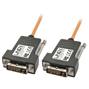 Lindy 38378 cable DVI 100 m DVI-D Negro, Naranja
