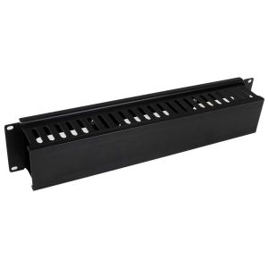 StarTech.com Panel Canaleta Horizontal de 2U con Cubierta para Gestión de Cableado en Racks y Perforaciones Laterales