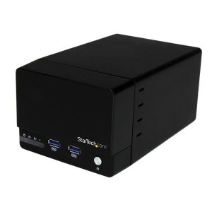 StarTech.com Caja USB 3.0 UASP RAID de Discos Duros con 2 Bahías SATA III de 3,5 Pulgadas y Hub USB de Carga Rápida