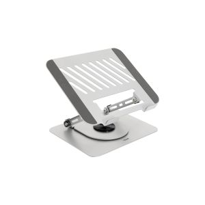 TooQ Soporte Elevador con rotación 360° y ajustable, para dispositivos de 11”-17”, Color Plata