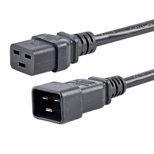 StarTech.com Cable de 1,8m de Extensión de Alimentación, Cable de Extensión IEC 320 C19 a IEC 320 C20 Negro, 15A 250V, 14AWG, Cable Alargador de Corriente de Servicio Pesado, UL