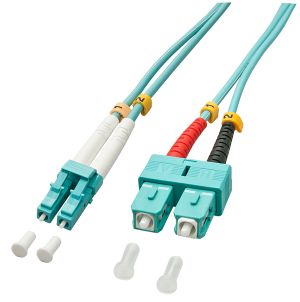Lindy 3.0m OM3 LC - SC Duplex Cable de fibra óptica e InfiniBand 3 m Turquesa