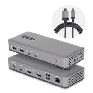 StarTech.com Docking Station USB-C de 2 Monitores HDMI - 4K 60Hz - Red Ethernet de 1Gbps - Dock Multipantalla - PD de 100W para Carga de Portátiles - Sin Controladores - Replicador de Puertos Windows