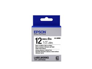 Epson Cinta adhesiva resistente - LK-4WBW cinta adhesiva resistente negra/blanca 12/9
