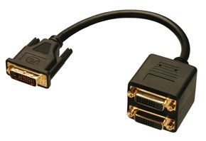 Lindy DVI Splitter Cable cable DVI 0,18 m DVI-D Negro
