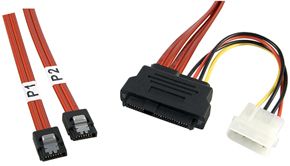 Lindy 2 x SATA / SAS + 5.25" Power Cable cable de SATA 1 m Rojo