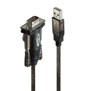 Lindy 42855 cable de serie Gris, Transparente 1,5 m USB tipo A DB-9