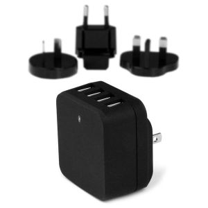 StarTech.com Cargador de Pared USB de 4 Puertos - para Viajes Internacionales - 34W/6,8A - Negro