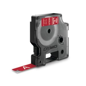 DYMO D1 - Etiquetas Durable - Blanco sobre rojo - 12mm x 7m