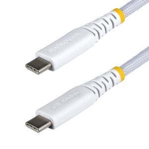 StarTech.com Cable de Carga USB-C Trenzado de 2m - Cable Cargador USB Tipo C para Portátil - Cable Resistente para Carga de Dispositivos - Trenzado de Nailon TPE - USB 2.0 - PD 60W 3A - Blanco
