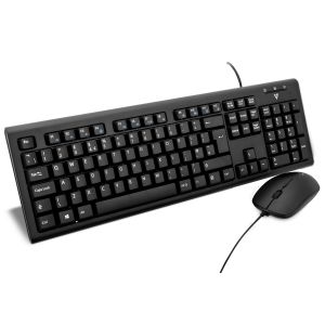 V7 Conjunto de teclado y ratón USB con cable y adaptador PS2 – UK