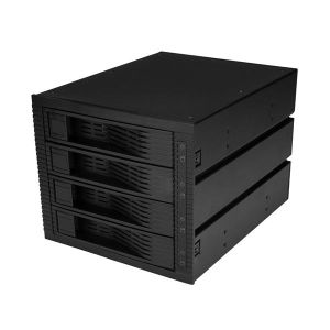 StarTech.com Backplane de 4 Bahías de Disco de 3,5 Pulgadas SATA para 3 Bahías de 5,25 Pulgadas con Intercambio en Caliente sin Bandeja