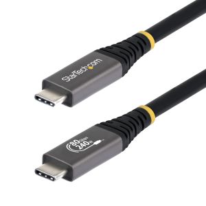 StarTech.com Cable USB4 1,5m - Cable USB-C Certificado USB-IF - 80Gbps - Cable USB Tipo C - PD de 240W - 8K120/4K240 - DP 2.1 - DP80 - Recubrimiento de TPE - Compatible con Thunderbolt - Negro