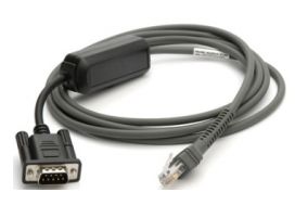Zebra CBA-R10-S07ZBR cable de serie Negro 2,13 m DB9 RJ-45