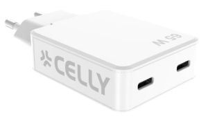 Celly SLIMTC2C65WWH cargador de dispositivo móvil Portátil, Smartphone, Tableta Blanco Corriente alterna Carga rápida Interior