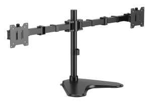 AISENS Soporte de Mesa Con Peana Eco Giratorio e Inclinable para Monitor/TV 20kg (3 Pivotes, 2 Brazos) de 17"-35", Negro
