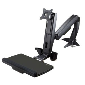 StarTech.com Brazo de Soporte de Pie y Sentado Ajustable VESA para Monitores de hasta 24 Pulgadas con Soporte para Teclado y Ratón