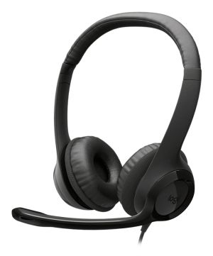 Logitech Auriculares con Cable H390 para PC/Portátil, Auriculares Estéreo con Micrófono con Supresión de Ruido, USB-C, Controles en línea, funciona con Chromebook