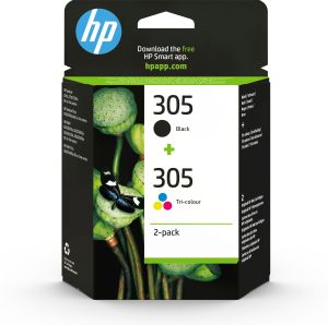 HP Paquete de 2 cartuchos de tinta original 305 tricolor / negro