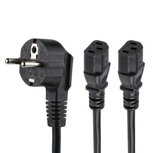 StarTech.com Cable de 2m de alimentación para ordenadores Schuko CEE7 a 2x C13 en Y - Cable de Alimentación Tipo Europeo
