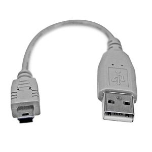 StarTech.com Cable USB de 15cm para Cámara - 1x USB A Macho - 1x Mini USB B Macho - Adaptador Gris
